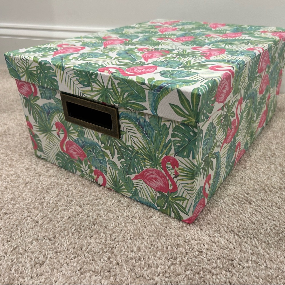 Decorative Storage Boxes - Large - Pink and Green Flamingo Print